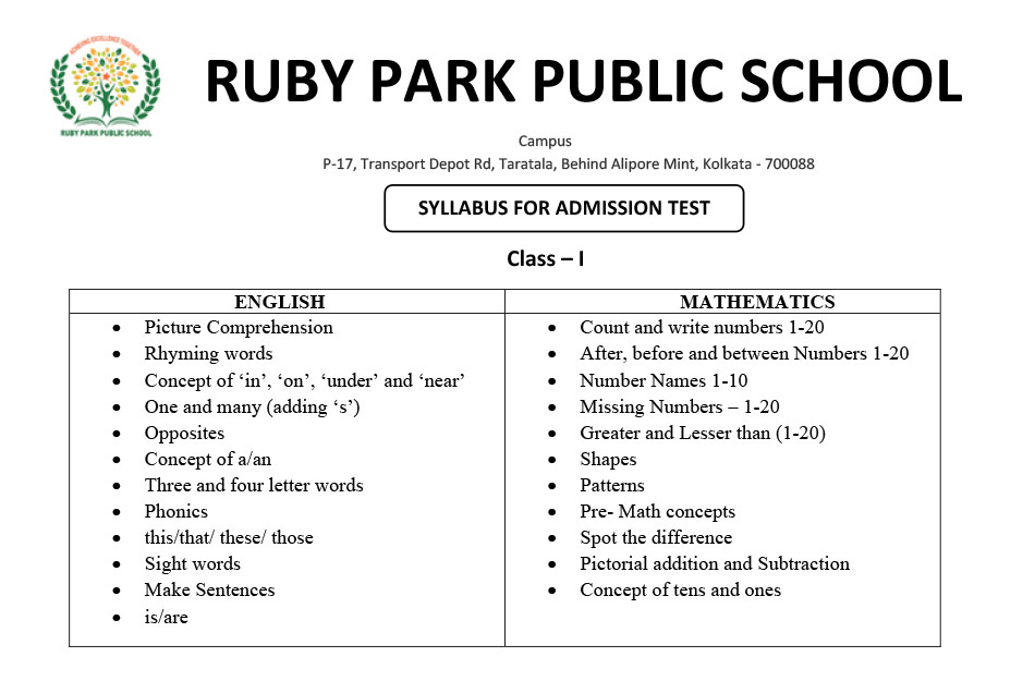 Syllabus for Assessment