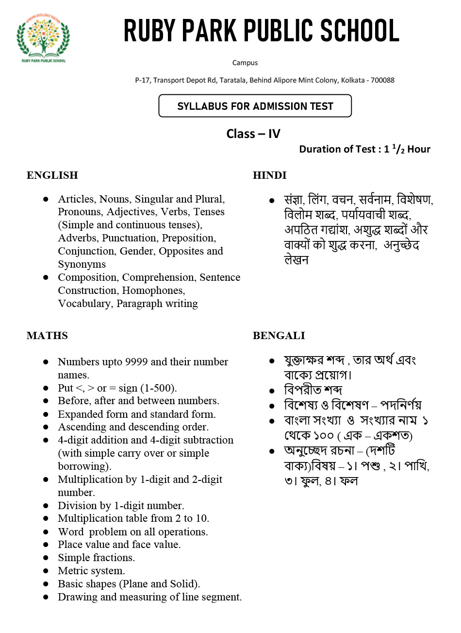 Syllabus for Assessment