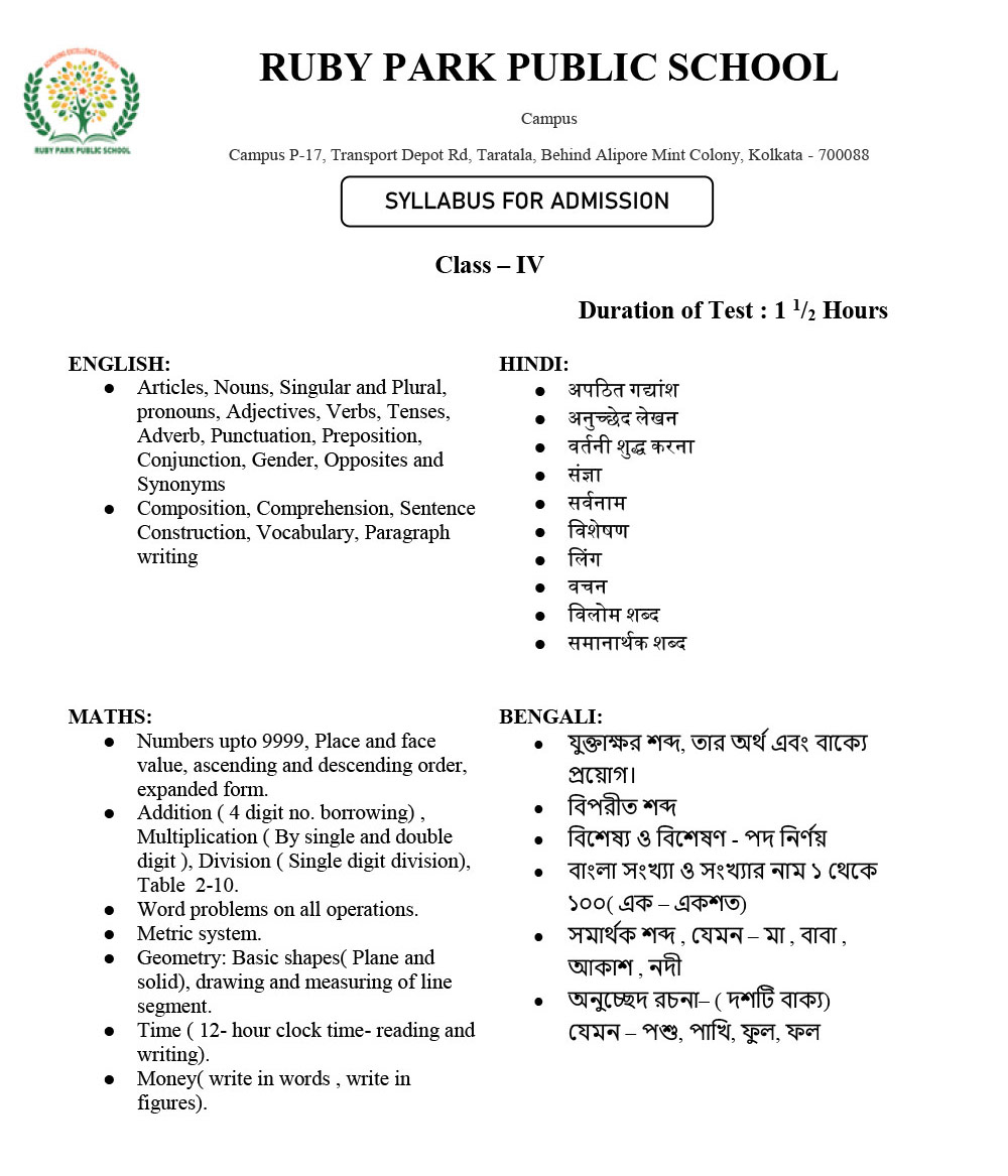 Syllabus for Assessment