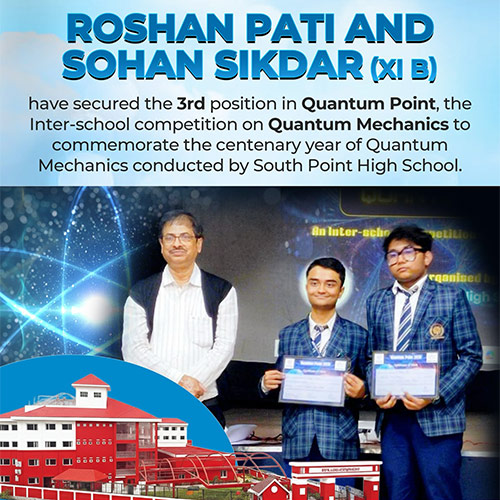 3rd Position in Quantum Point, the Inter-school competition on Quantum Mechanics